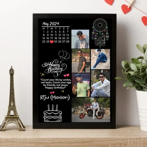 Custom Happy Birthday Black Photo Frame