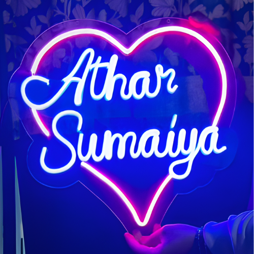 Custom Neon Heart LED Name Frame - Image 2